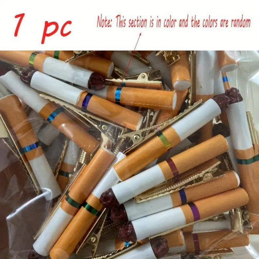 Funny Cigarette-Shaped Hair Clip - Vintage Style Resin Barrette for Women, Quirky Side Accessory SS69