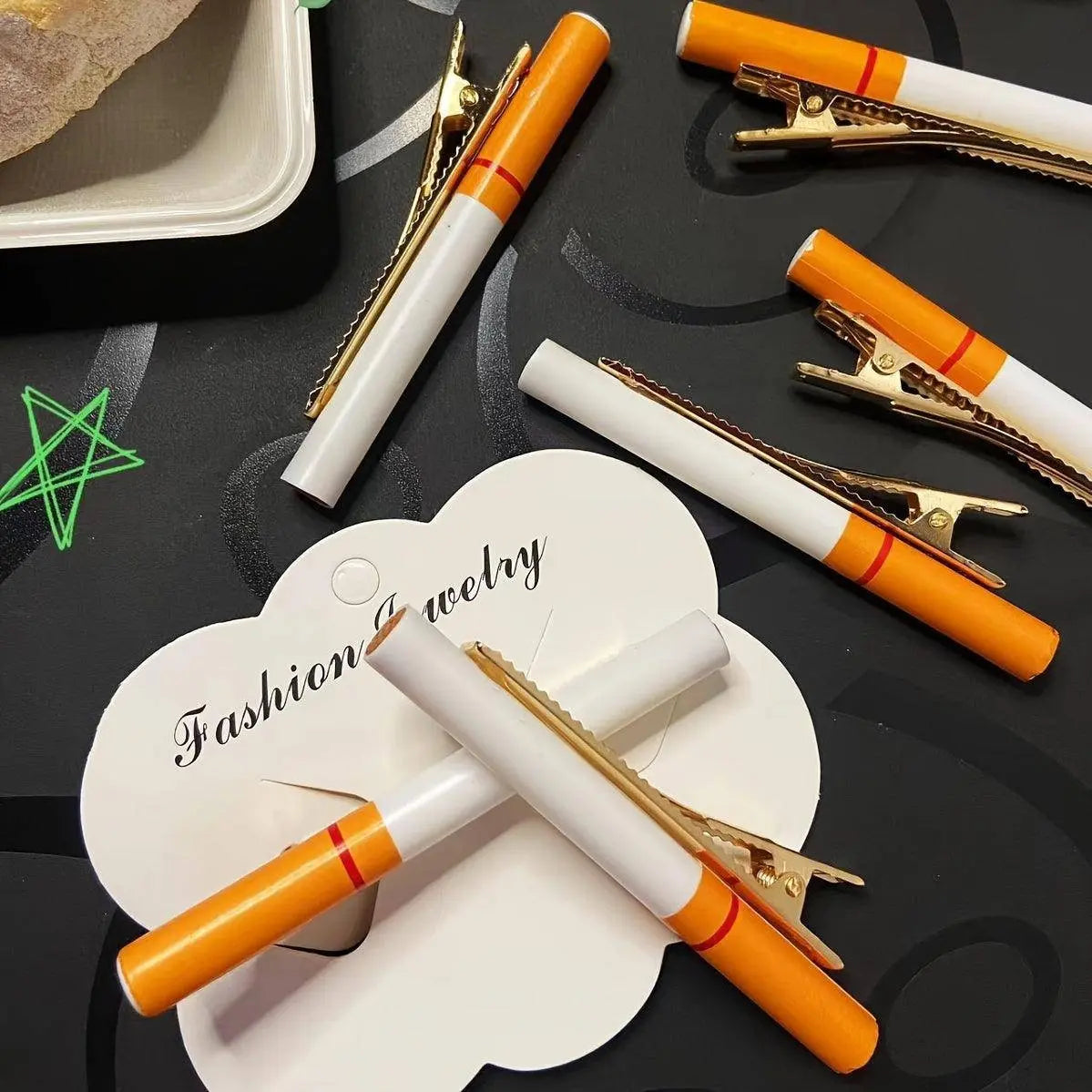 Funny Cigarette-Shaped Hair Clip - Vintage Style Resin Barrette for Women, Quirky Side Accessory SS69