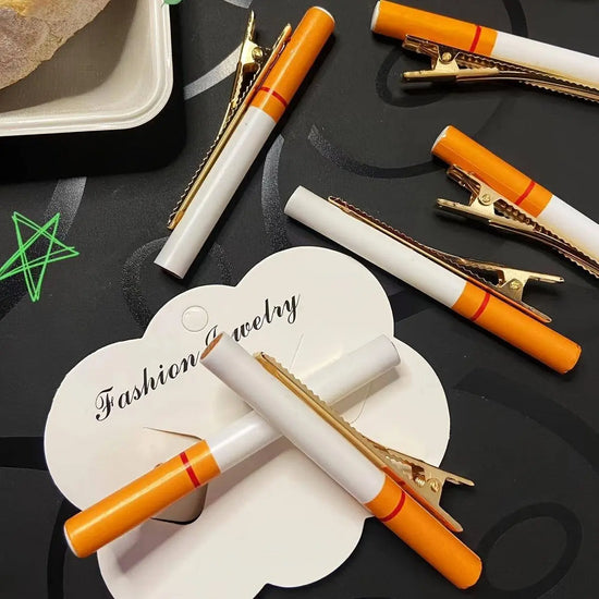 Funny Cigarette-Shaped Hair Clip - Vintage Style Resin Barrette for Women, Quirky Side Accessory SS69