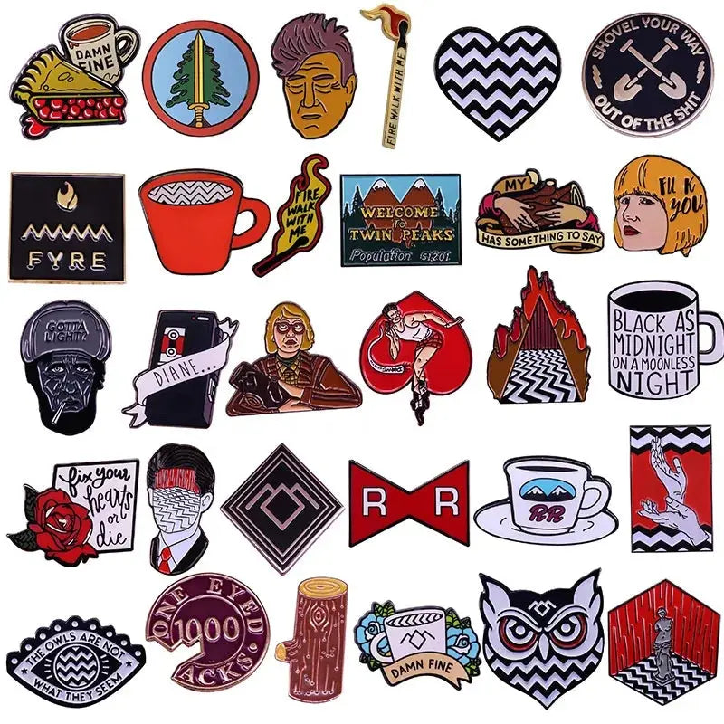 Funny TV Twin Peaks Badges Enamel Pin Brooch Cute Anime Lapel Pins for Backpacks Brooches Fashion Jewelry Accessories Gifts SS69
