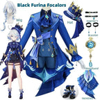 Furina Cosplay Costume Wig Hair Impact Fontaine Focalors with Hat Black Suits High Heel Cosplay Shoes for Women Outfits - SS69