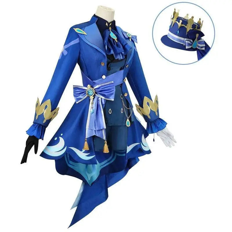 Furina Cosplay Costume Wig Hair Impact Fontaine Focalors with Hat Black Suits High Heel Cosplay Shoes for Women Outfits - SS69