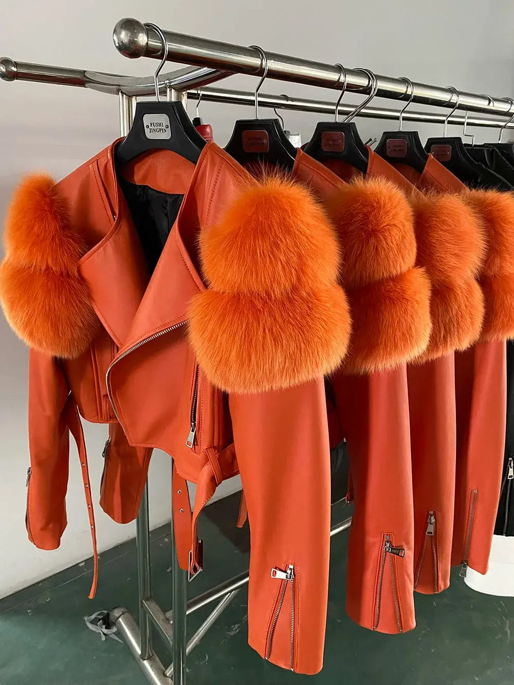 GO BALLISTIC YA Ladies' Genuine Leather Jacket with Fur Sleeve Women's Natural Lambskin Outfit SS69