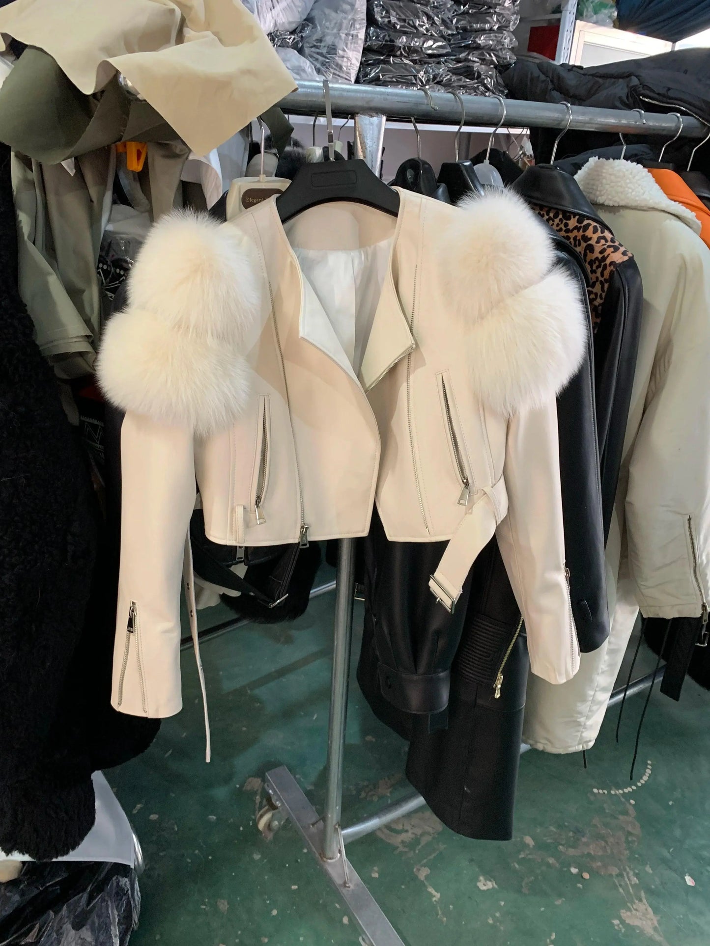 GO BALLISTIC YA Ladies' Genuine Leather Jacket with Fur Sleeve Women's Natural Lambskin Outfit - SS69