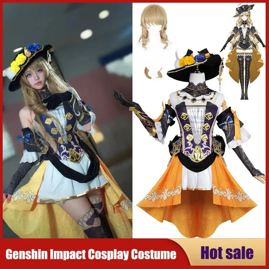 Game Genshin Impact Navia Cosplay Costume Full Set With Hat Wig Dress Uniform For Women Halloween Party Carnival Girls Outfit SS69