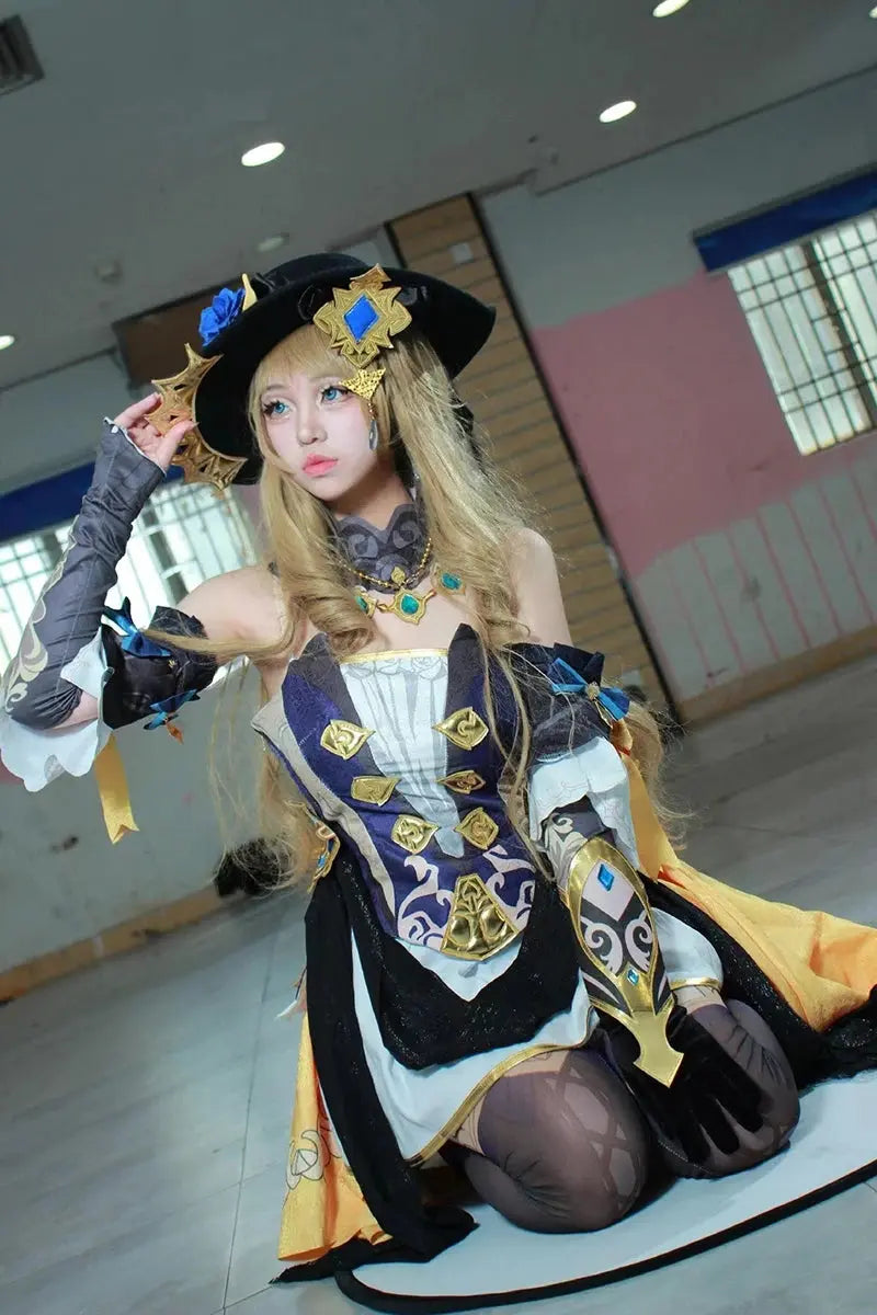 Game Genshin Impact Navia Cosplay Costume Full Set With Hat Wig Dress Uniform For Women Halloween Party Carnival Girls Outfit SS69