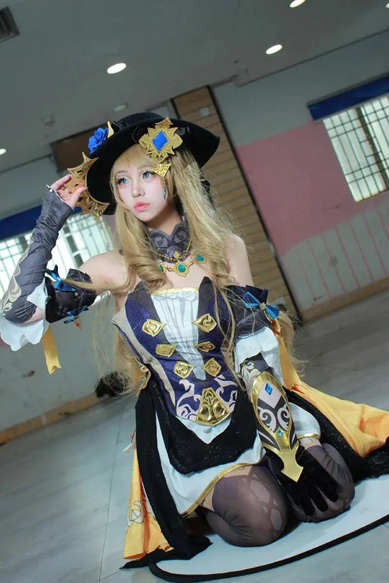 Game Genshin Impact Navia Cosplay Costume Full Set With Hat Wig Dress Uniform For Women Halloween Party Carnival Girls Outfit SS69