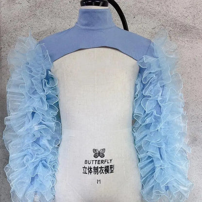 Gauze Mesh Shawl Shoulder Jazz Dance Stage Performance Accessories Bubble Sleeves Vest Women DJ Singer Dancer Nightclub Costume - SS69