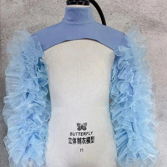 Gauze Mesh Shawl Shoulder Jazz Dance Stage Performance Accessories Bubble Sleeves Vest Women DJ Singer Dancer Nightclub Costume - SS69