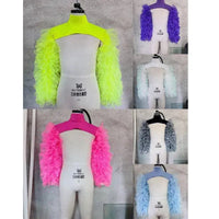 Gauze Mesh Shawl Shoulder Jazz Dance Stage Performance Accessories Bubble Sleeves Vest Women DJ Singer Dancer Nightclub Costume SS69