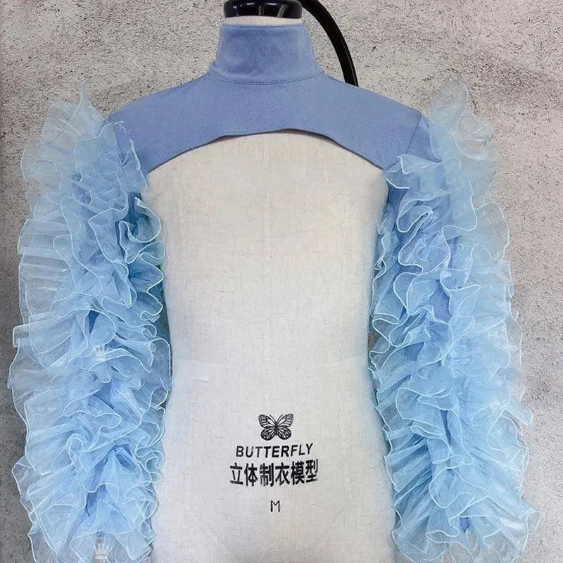 Gauze Mesh Shawl Shoulder Jazz Dance Stage Performance Accessories Bubble Sleeves Vest Women DJ Singer Dancer Nightclub Costume SS69