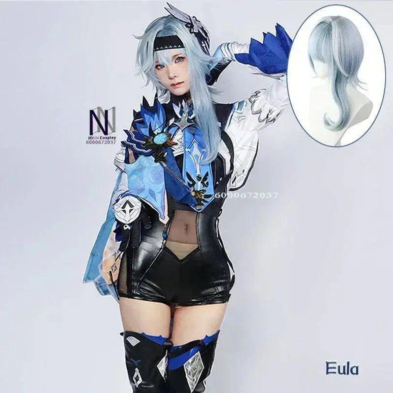 Genshin Impact Eula Cosplay Costume Adult Carnival Uniform Wig Anime Halloween Party Costumes for Women Game Character Outfits SS69