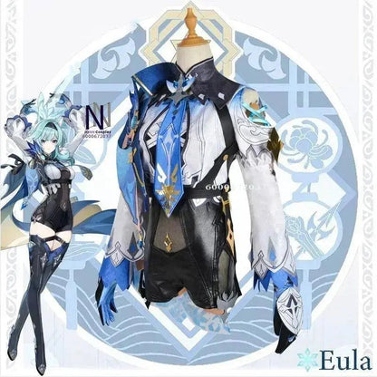 Genshin Impact Eula Cosplay Costume Adult Carnival Uniform Wig Anime Halloween Party Costumes for Women Game Character Outfits SS69