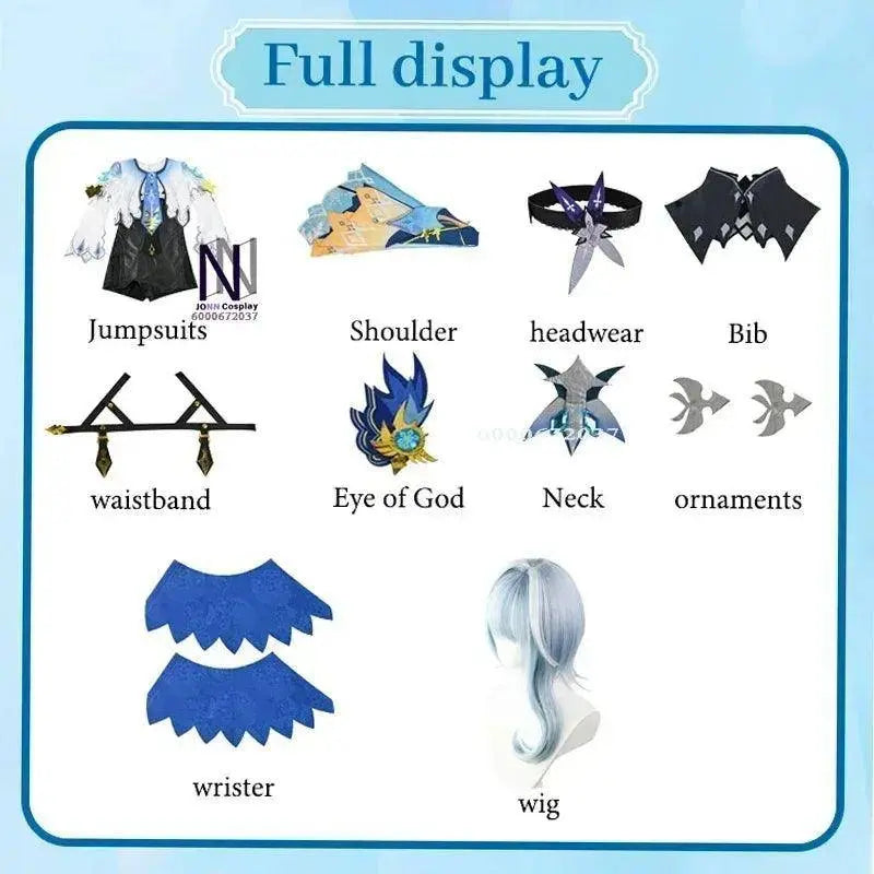 Genshin Impact Eula Cosplay Costume Adult Carnival Uniform Wig Anime Halloween Party Costumes for Women Game Character Outfits SS69