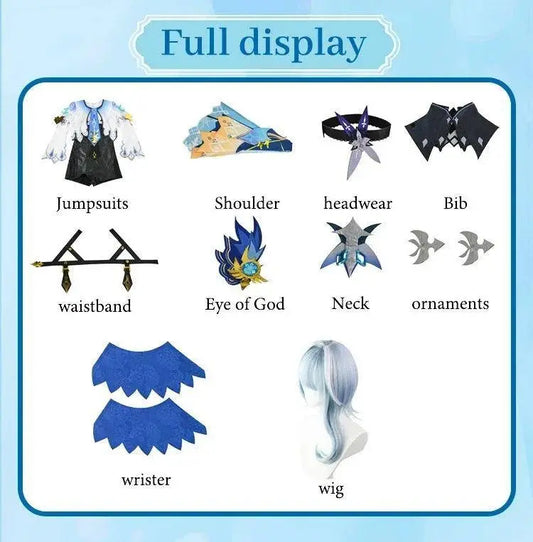 Genshin Impact Eula Cosplay Costume Adult Carnival Uniform Wig Anime Halloween Party Costumes for Women Game Character Outfits SS69