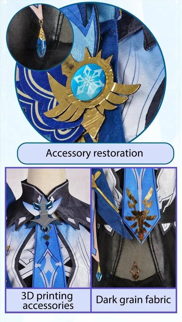 Genshin Impact Eula Cosplay Costume Adult Carnival Uniform Wig Anime Halloween Party Costumes for Women Game Character Outfits SS69