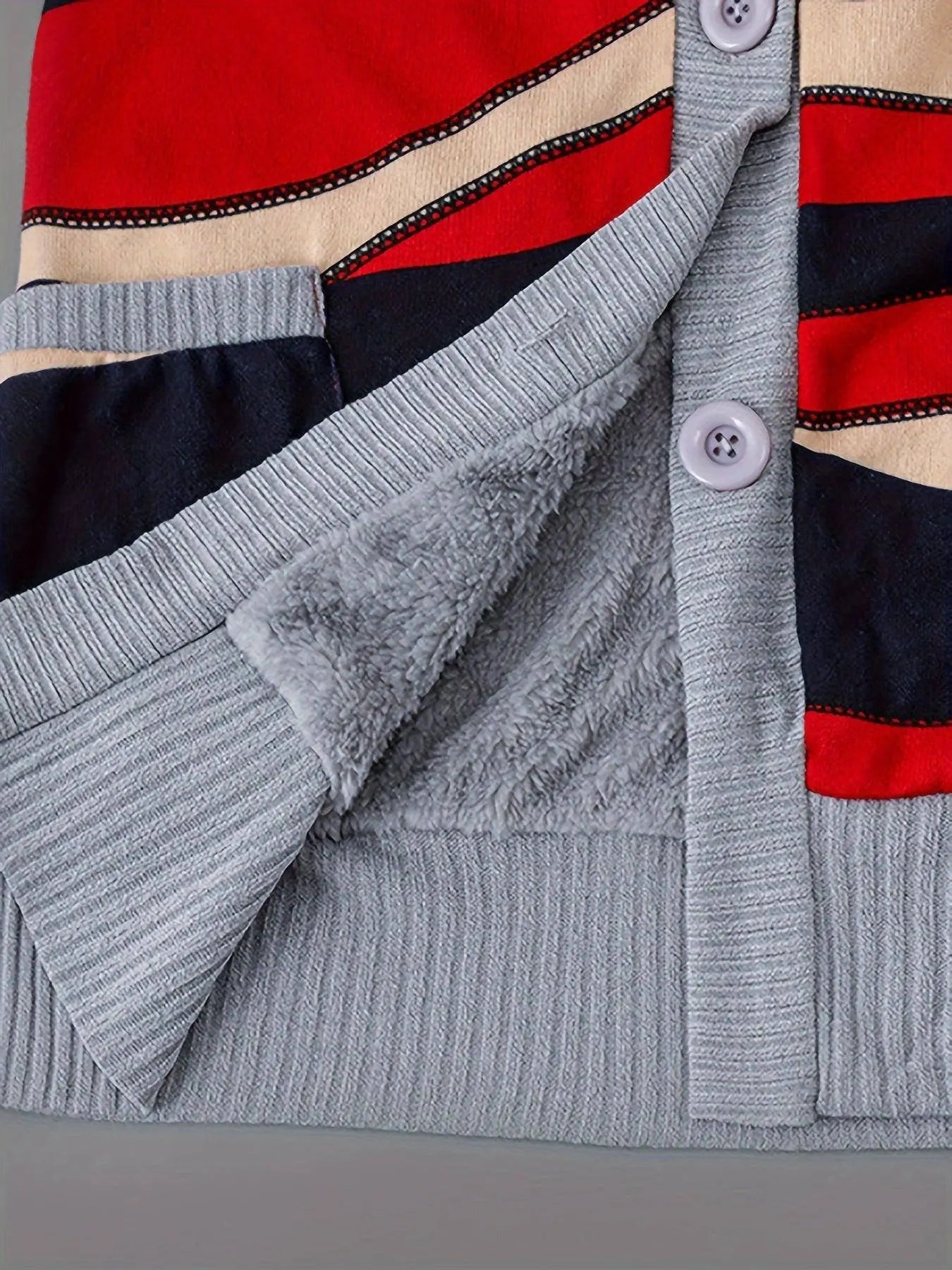 Geo Print Button Front Hoodie, Casual Long Sleeve Dual Pockets Slim Cardigan For Fall & Winter, Women's Clothing SS69