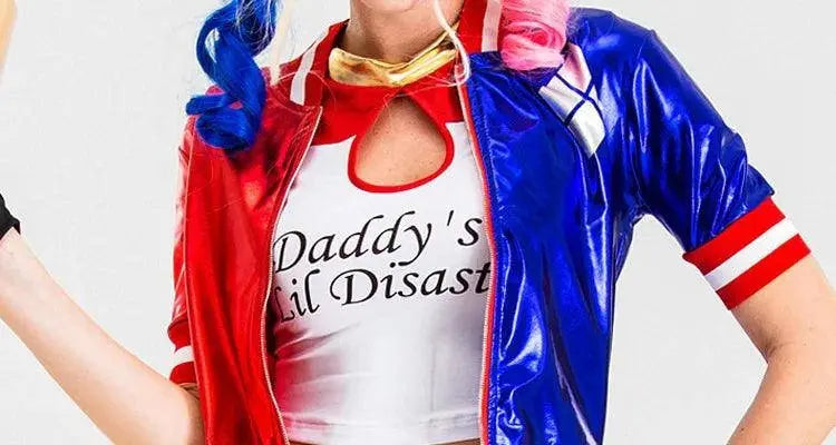 Girls Suicide Harley Cosplay Costumes Joker Squad Quinn Clown Jacket Pants Sets Christmas Halloween Party Fancy Dress  for Women - SS69