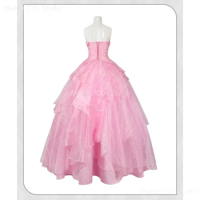 Glinda Wicked Cosplay Costume Disguise Adult Women Pink Dress Halo Roleplay Female Dresse Fantasy Outfit Halloween Carnival Suit SS69