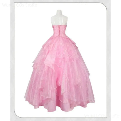 Glinda Wicked Cosplay Costume Disguise Adult Women Pink Dress Halo Roleplay Female Dresse Fantasy Outfit Halloween Carnival Suit SS69