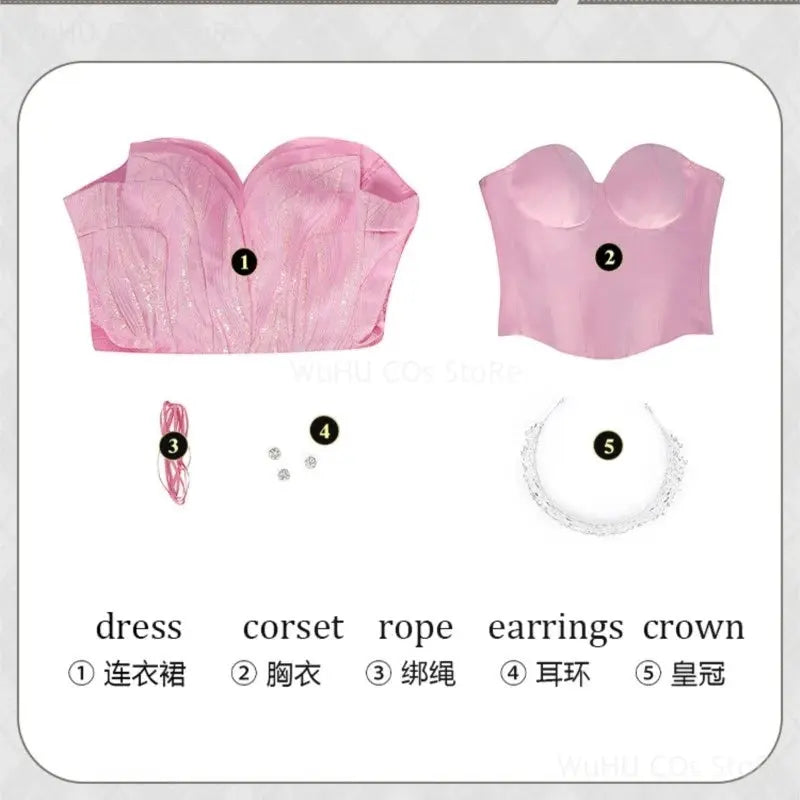 Glinda Wicked Cosplay Costume Disguise Adult Women Pink Dress Halo Roleplay Female Dresse Fantasy Outfit Halloween Carnival Suit SS69 246.69 full set / XXS