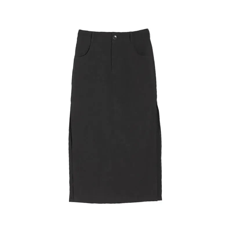 Goth Dark Elegant Mall Gothic Trumpet Women Midi Skirts Grunge High Waist Split Sexy Club Long Skirt Slim Party Streetwear - SS69
