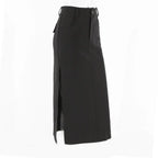 Goth Dark Elegant Mall Gothic Trumpet Women Midi Skirts Grunge High Waist Split Sexy Club Long Skirt Slim Party Streetwear - SS69