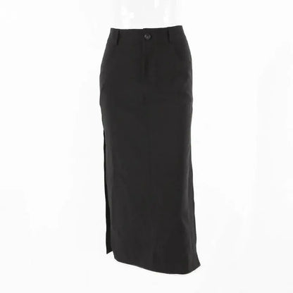 Goth Dark Elegant Mall Gothic Trumpet Women Midi Skirts Grunge High Waist Split Sexy Club Long Skirt Slim Party Streetwear - SS69