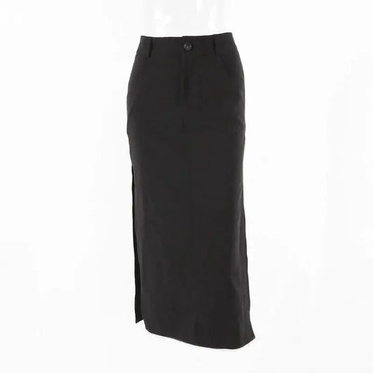 Goth Dark Elegant Mall Gothic Trumpet Women Midi Skirts Grunge High Waist Split Sexy Club Long Skirt Slim Party Streetwear - SS69