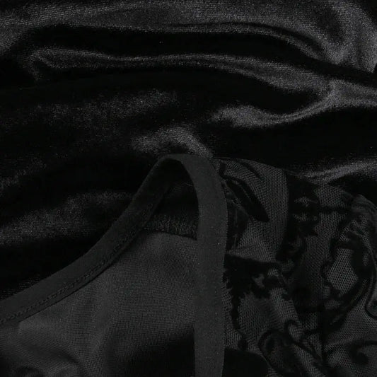 Goth Dark Elegant Vintage Mall Gothic Velvet Dresses Grunge Punk Style Flocked Bandage Dress Women Flare Sleeve Party Alt Outfit SS69