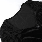 Goth Dark Elegant Vintage Mall Gothic Velvet Dresses Grunge Punk Style Flocked Bandage Dress Women Flare Sleeve Party Alt Outfit SS69