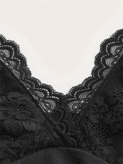 Goth Grunge Punk Black Lace Patchwork Halter Top Y2K - SS69