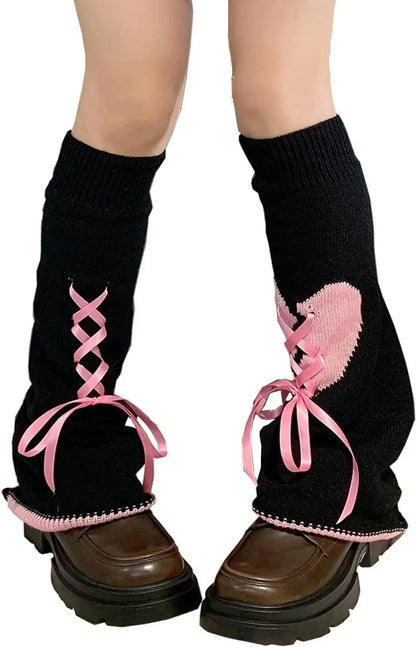 Goth Leg Warmers, Gothic Women's Leg Warmers, Kawaii Legwarmer Winter Boots Stocking Girl Preppy Style Leg Warmers Women Knee High Socks - SS69
