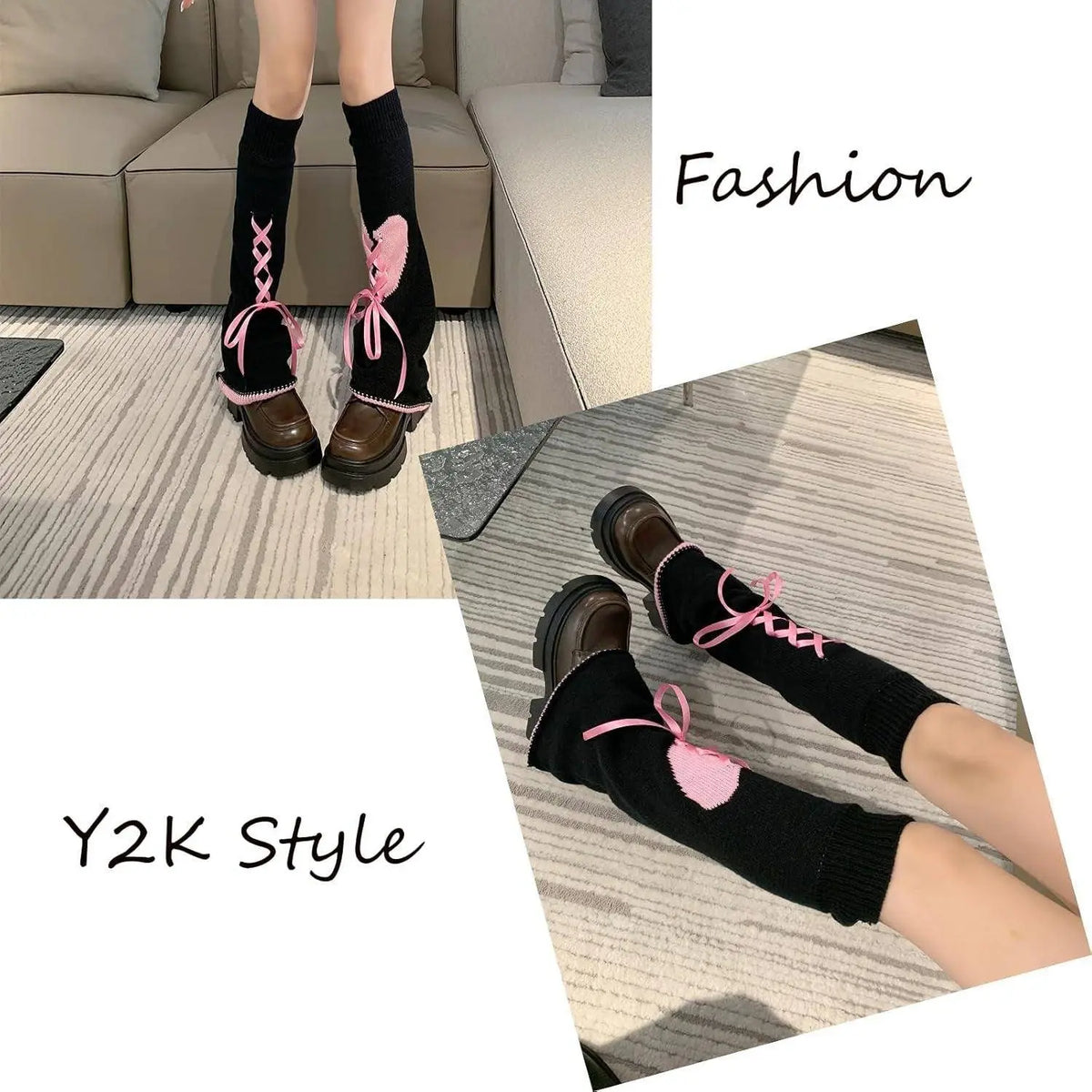 Goth Leg Warmers, Gothic Women's Leg Warmers, Kawaii Legwarmer Winter Boots Stocking Girl Preppy Style Leg Warmers Women Knee High Socks - SS69