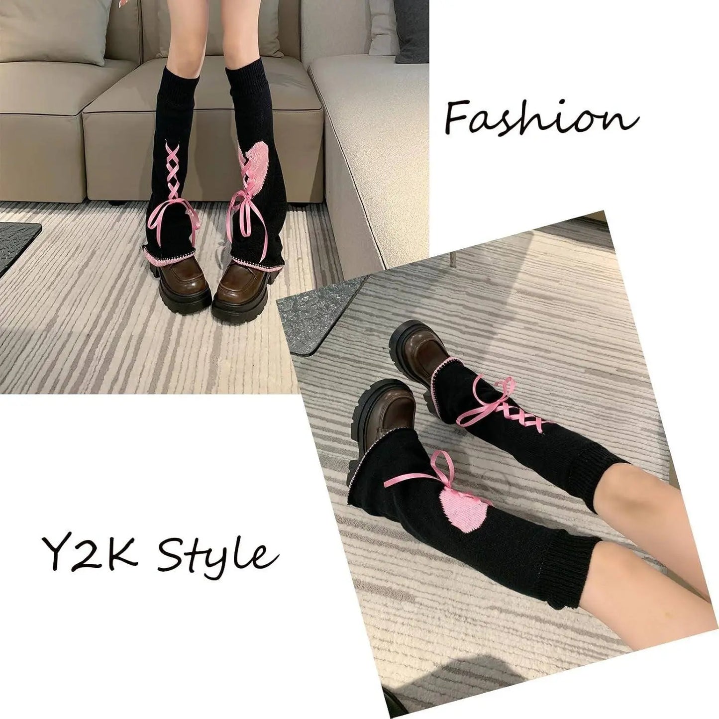 Goth Leg Warmers, Gothic Women's Leg Warmers, Kawaii Legwarmer Winter Boots Stocking Girl Preppy Style Leg Warmers Women Knee High Socks - SS69