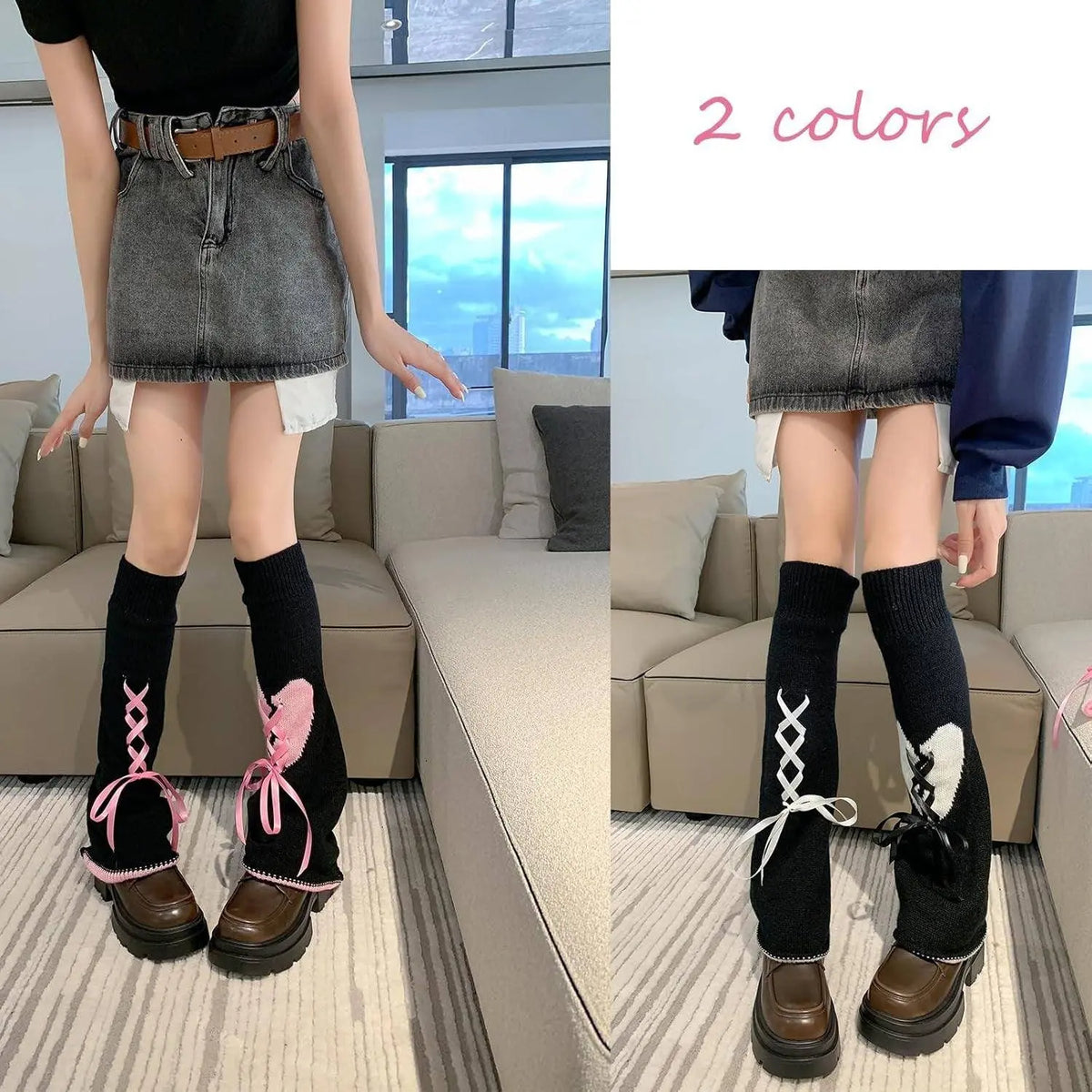 Goth Leg Warmers, Gothic Women's Leg Warmers, Kawaii Legwarmer Winter Boots Stocking Girl Preppy Style Leg Warmers Women Knee High Socks - SS69
