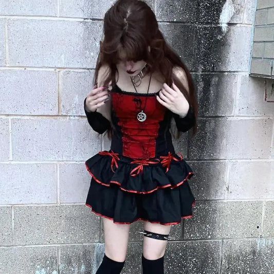 Gothic Cami Tops Y2K Aesthetic Grunge Mall Goth Crop Top Mesh Spider Net Lace Tank Lace Top E-girl Harajuku Slim Tees - SS69