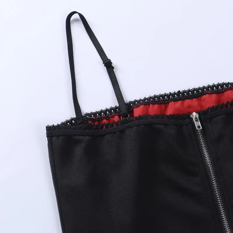 Gothic Cami Tops Y2K Aesthetic Grunge Mall Goth Crop Top Mesh Spider Net Lace Tank Lace Top E-girl Harajuku Slim Tees - SS69