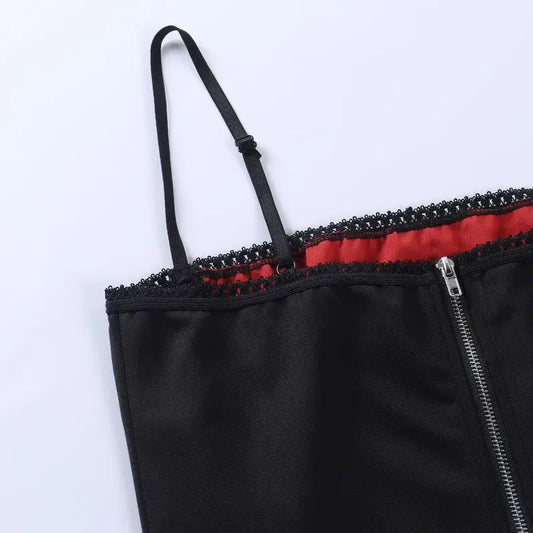 Gothic Cami Tops Y2K Aesthetic Grunge Mall Goth Crop Top Mesh Spider Net Lace Tank Lace Top E-girl Harajuku Slim Tees - SS69