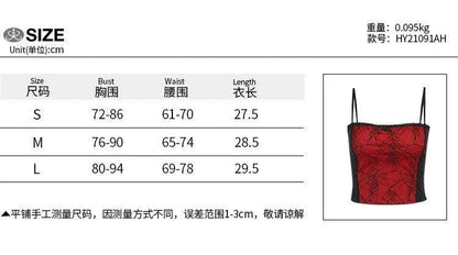 Gothic Cami Tops Y2K Aesthetic Grunge Mall Goth Crop Top Mesh Spider Net Lace Tank Lace Top E-girl Harajuku Slim Tees - SS69