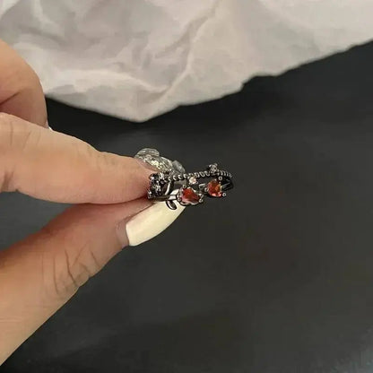 Gothic Fashion Rings For Women Girls Crystal Black Spider Open Ring Hip Hop Punk Irregular Animal Finger Jewelry Halloween Gift SS69 7.69 9