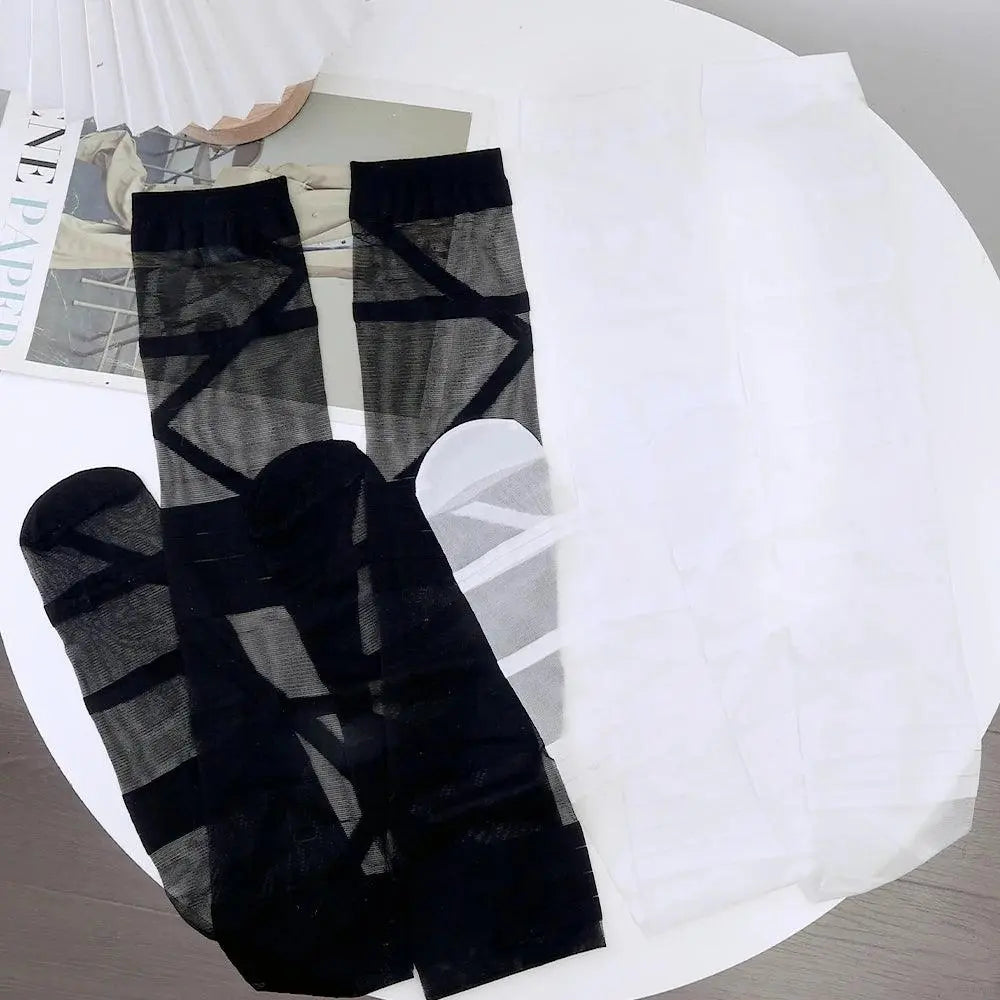 Gothic Lolita Stockings for Women Ultra-thin Transparent Silk Socks Thigh High Long Sock Y2k Girls Knee High Socks Stockings.