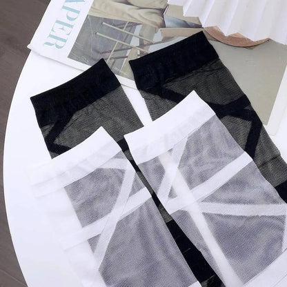 Gothic Lolita Stockings for Women Ultra-thin Transparent Silk Socks Thigh High Long Sock Y2k Girls Knee High Socks Stockings SS69