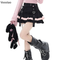 Gothic Lolita Style Mini Skirt Japanese Women Harajuku Y2k Ruffles Pleated Punk Short Skirts Girls Vintage Sweet Cool Cake Skirt - SS69