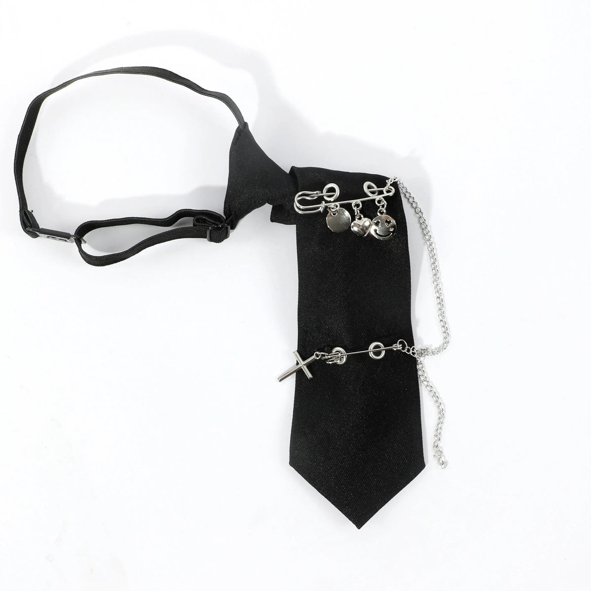 Gothic Punk Heart Tassel Pin-Up Necktie for Women - Perfect for Halloween & Party Outfits, Polyester SS69