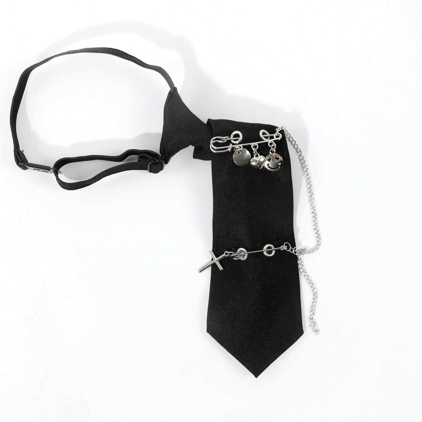 Gothic Punk Heart Tassel Pin-Up Necktie for Women - Perfect for Halloween & Party Outfits, Polyester SS69