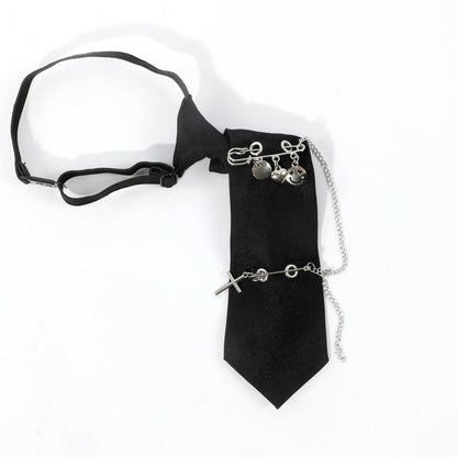 Gothic Punk Heart Tassel Pin-Up Necktie for Women - Perfect for Halloween & Party Outfits, Polyester SS69