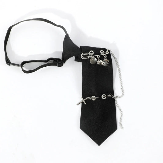 Gothic Punk Heart Tassel Pin-Up Necktie for Women - Perfect for Halloween & Party Outfits, Polyester SS69