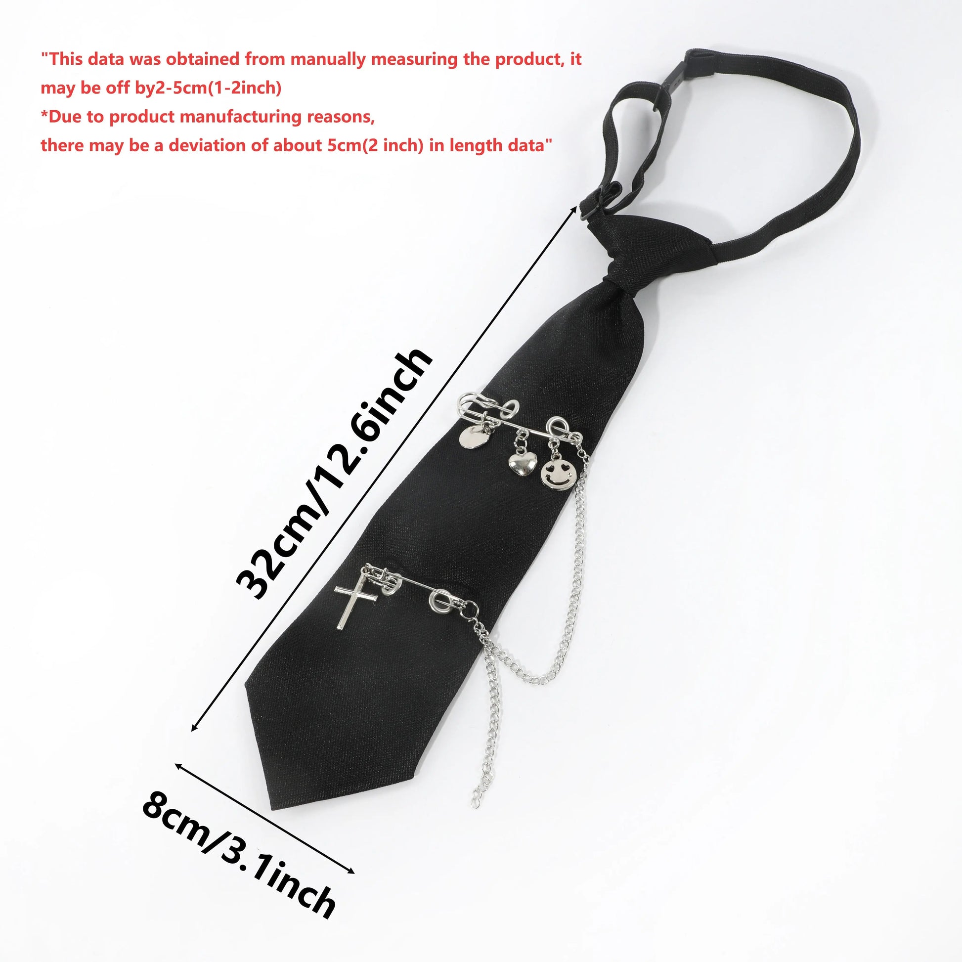 Gothic Punk Heart Tassel Pin-Up Necktie for Women - Perfect for Halloween & Party Outfits, Polyester SS69