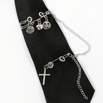 Gothic Punk Heart Tassel Pin-Up Necktie for Women - Perfect for Halloween & Party Outfits, Polyester SS69